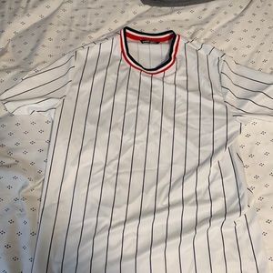 From Shein, with a black,red,white, and blue on the shirt. It’s is medium size